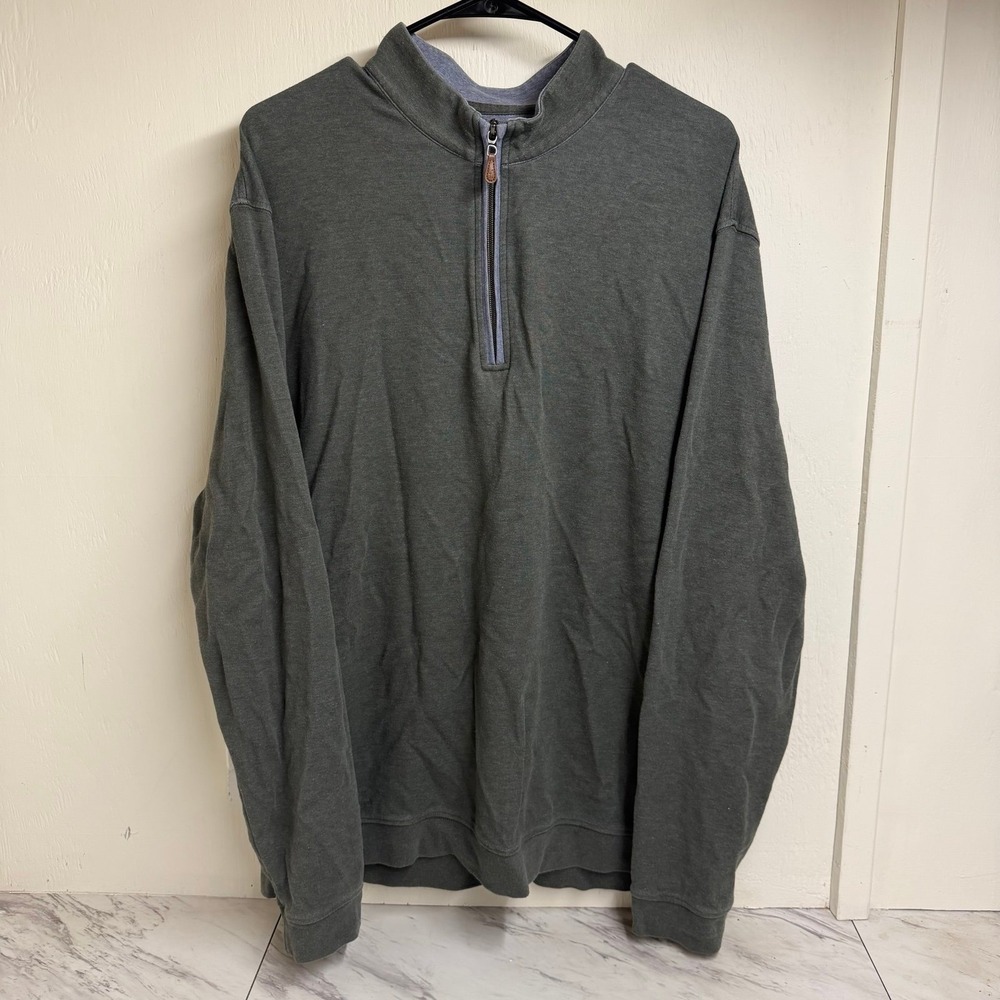 Johnnie-O Mens 2XL Pine Green Heathered Quarter Zip Pullover JMKO1460 Sweater
